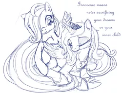 Size: 778x594 | Tagged: safe, artist:buttercupsaiyan, deleted from derpibooru, derpibooru import, fluttershy, princess luna, alicorn, pegasus, pony, female, lesbian, lunashy, mare, monochrome, princess, s1 luna, shipping, shy