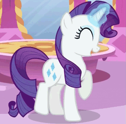 Size: 755x739 | Tagged: safe, derpibooru import, screencap, rarity, pony, unicorn, ponyville confidential, animated, carousel boutique, cute, eyes closed, female, gif, mare, solo, trotting, trotting in place