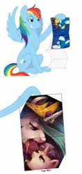 Size: 700x1487 | Tagged: suggestive, artist:cartoonlion, artist:crookedtrees, artist:megasweet, derpibooru import, edit, princess celestia, rainbow dash, sweetie belle, alicorn, pegasus, pony, unicorn, centerfold, drool, drool string, female, filly, foalcon, grin, kissing, lesbian, mare, mare on filly, playboy, playpony, porn, shipping, simple background, sloppy kissing, smiling, sweetielestia, white background, wingboner