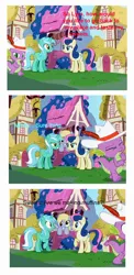 Size: 583x1193 | Tagged: suggestive, derpibooru import, edit, edited screencap, screencap, bon bon, derpy hooves, lyra heartstrings, spike, sweetie drops, dragon, earth pony, pegasus, pony, unicorn, secret of my excess, bedroom eyes, cockblock, female, hat, image macro, innuendo, male, mare, meme, screencap comic, well