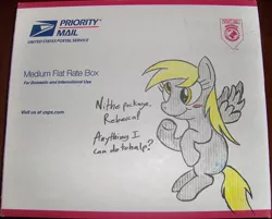 Size: 606x488 | Tagged: safe, artist:60163, derpibooru import, derpy hooves, pegasus, pony, female, mail, mare, solo, traditional art