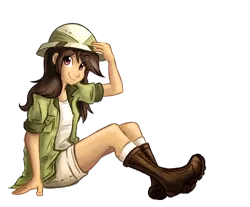 Size: 1028x852 | Tagged: artist:ric-m, daring do, derpibooru import, female, human, humanized, safe, simple background, sitting, solo, transparent background