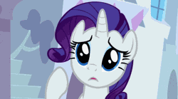 Size: 450x250 | Tagged: safe, derpibooru import, screencap, rarity, pony, unicorn, sweet and elite, animated, female, gif, mare, marshmelodrama, rarity being rarity, solo, worried, zoom