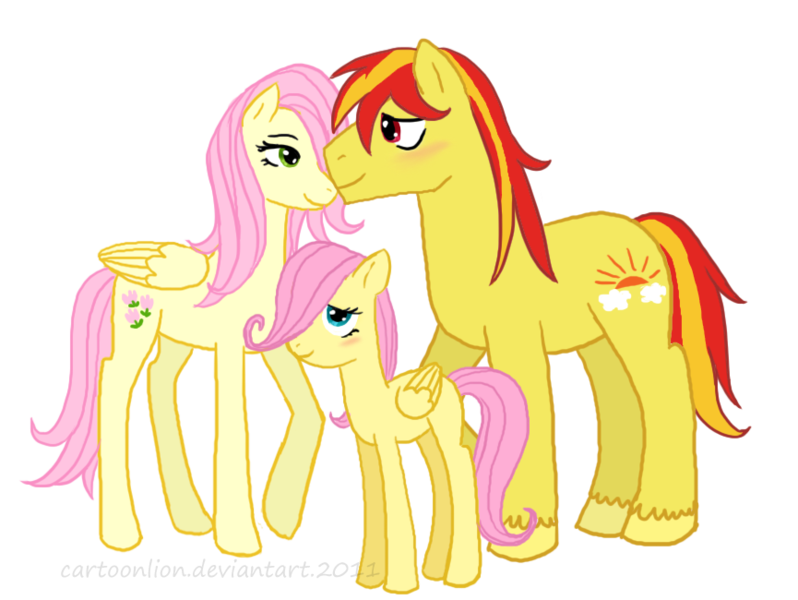 Size: 865x650 | Tagged: safe, artist:cartoonlion, derpibooru import, fluttershy, posey, sunburst (g1), earth pony, pegasus, pony, family, female, filly, filly fluttershy, foal, g1, g1 to g4, generation leap, male, mare, parent, race swap, shipping, simple background, stallion, straight, sunposey, transparent background, wings, younger