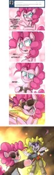 Size: 900x2881 | Tagged: safe, artist:uc77, derpibooru import, pinkie pie, surprise, earth pony, pegasus, pony, ask hotblooded pinkie, clothes, female, g1, g1 to g4, generation leap, gun, hotblooded pinkie pie, mare, sunglasses, weapon