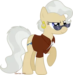 Size: 700x718 | Tagged: safe, artist:volmise, derpibooru import, mayor mare, earth pony, pony, alternate hairstyle, earring, female, mare, raised hoof, simple background, solo, sunglasses, transparent background, vector, younger