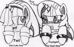 Size: 900x577 | Tagged: safe, artist:ikuntyphoon, derpibooru import, twilight sparkle, pony, unicorn, cool, cute, female, mare, monochrome, self ponidox