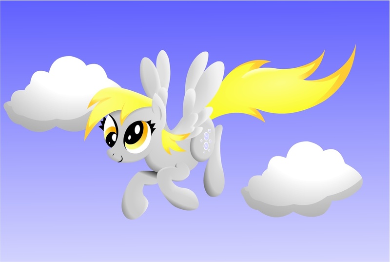 Size: 1556x1045 | Tagged: dead source, safe, artist:xeroseis, derpibooru import, derpy hooves, pegasus, pony, cloud, cloudy, female, flying, mare, solo