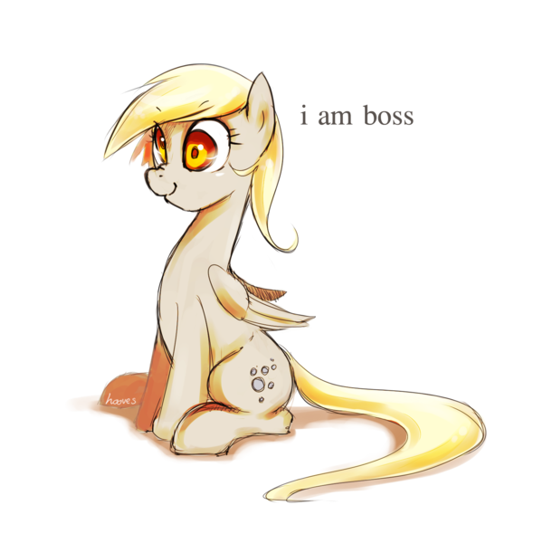 Size: 1540x1540 | Tagged: safe, artist:derpiihooves, derpibooru import, derpy hooves, pegasus, pony, boss, female, i am boss, mare, simple background, sitting, smiling, solo, transparent background