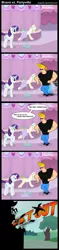 Size: 700x2974 | Tagged: safe, artist:angerelic, derpibooru import, rarity, human, pony, unicorn, angry, bravo vs. ponyville, carousel boutique, comic, crossover, female, human male, johnny bravo, male, mannequin, mare, sewing