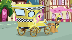 Size: 533x300 | Tagged: safe, derpibooru import, screencap, fluttershy, earth pony, pony, putting your hoof down, animated, duo, fare ride, female, gif, male, mare, rage, stallion, taxi, taxi pony, yelling