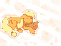 Size: 800x600 | Tagged: safe, artist:rosewhistle, derpibooru import, applejack, earth pony, pony, abstract background, cute, female, floppy ears, jackabetes, mare, prone, sleeping, solo