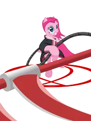 Size: 6000x8000 | Tagged: safe, artist:randomlywhimsical, derpibooru import, pinkie pie, earth pony, pony, absurd resolution, bipedal, clothes, female, grin, hidan, jewelry, kusarigama, mare, naruto, necklace, pinkamena diane pie, simple background, smiling, solo, transparent background, weapon