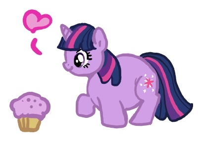 Size: 400x300 | Tagged: safe, artist:envy, derpibooru import, ponibooru import, twilight sparkle, pony, unicorn, cupcake, fat, female, heart, mare, simple background, solo, twilard sparkle, white background