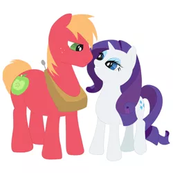 Size: 600x600 | Tagged: safe, artist:le-loup-blanc, derpibooru import, big macintosh, rarity, earth pony, pony, unicorn, eye contact, female, looking at each other, male, mare, rarimac, shipping, simple background, smiling, stallion, straight, white background