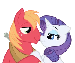 Size: 978x816 | Tagged: safe, artist:rustedrabbit, derpibooru import, big macintosh, rarity, earth pony, pony, unicorn, boop, eye contact, female, looking at each other, male, mare, noseboop, nuzzling, rarimac, shipping, simple background, stallion, straight, transparent background