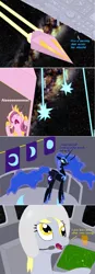 Size: 1000x2860 | Tagged: safe, artist:hakar-kerarmor, derpibooru import, derpy hooves, nightmare moon, princess cadance, alicorn, pegasus, pony, crossover, female, i just don't know what went wrong, mare, spaceballs the tag, spaceship