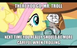 Size: 625x390 | Tagged: safe, derpibooru import, edit, edited screencap, screencap, fluttershy, pegasus, pony, female, mare, meta, reaction image, troll