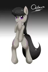 Size: 1514x2250 | Tagged: dead source, safe, artist:grumblepluck, derpibooru import, octavia melody, earth pony, pony, blushing, covering, female, gradient background, mare, solo