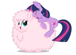 Size: 550x400 | Tagged: safe, artist:mixermike622, derpibooru import, twilight sparkle, oc, oc:fluffle puff, earth pony, original species, pony, unicorn, cuddling, cute, duo, duo female, eyes closed, female, happy, hug, mare, nuzzling, open mouth, simple background, smiling, snuggling, transparent background, vector