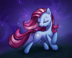 Size: 700x556 | Tagged: safe, artist:shinepawpony, derpibooru import, star swirl, earth pony, pony, eyes closed, female, mare, night, solo, stars