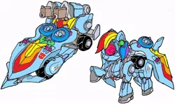Size: 774x460 | Tagged: artist:terry, autobot, crossover, derpibooru import, rainbow dash, robot, safe, simple background, solo, transformation, transformerfied, transformers, white background