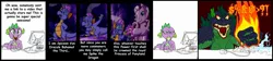 Size: 2412x539 | Tagged: safe, artist:terry, derpibooru import, spike, wysteria, dragon, earth pony, kaiju, pony, comic, computer, female, kaijufied, male, mare