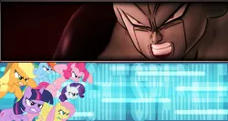 Size: 1280x681 | Tagged: safe, derpibooru import, applejack, fluttershy, pinkie pie, rainbow dash, rarity, twilight sparkle, earth pony, pegasus, pony, unicorn, dragon ball, dragon ball z, dragon ball z kinect, female, frieza, mane six, mare, scott pilgrim vs the world