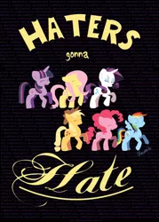 Size: 704x981 | Tagged: safe, artist:hinoraito, derpibooru import, applejack, fluttershy, pinkie pie, rainbow dash, rarity, twilight sparkle, earth pony, pegasus, pony, unicorn, clothes, female, mane six, mare, shirt, shirt design