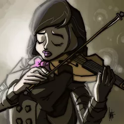 Size: 700x700 | Tagged: artist:theartrix, derpibooru import, eyes closed, female, human, humanized, music, octavia melody, safe, serious face, solo, violin