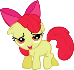 Size: 539x511 | Tagged: safe, artist:rhubarb-leaf, derpibooru import, apple bloom, earth pony, pony, bedroom eyes, female, filly, floppy ears, show accurate, simple background, solo, transparent background, vector