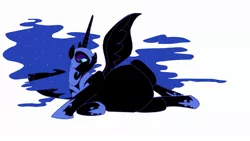 Size: 2201x1238 | Tagged: suggestive, artist:envy, derpibooru import, nightmare moon, alicorn, pony, bedroom eyes, fat, female, mare, nightmare moonpig, obese, side, simple background, solo, solo female, white background