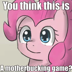 Size: 900x900 | Tagged: safe, artist:speccysy, derpibooru import, pinkie pie, earth pony, pony, female, mare, solo, you think this is a motherfucking game