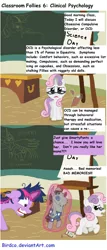 Size: 900x2100 | Tagged: safe, artist:birdco, derpibooru import, smarty pants, sweetie belle, twilight sparkle, pony, unicorn, chalkboard, classroom follies, comic, female, filly, glasses, mare, messy mane, ocd, psychology, twilight snapple