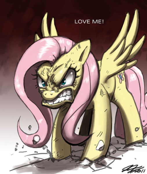 Size: 840x994 | Tagged: safe, artist:johnjoseco, derpibooru import, fluttershy, pegasus, pony, female, flutterbadass, flutterrage, love me, mare, photoshop, rage, solo