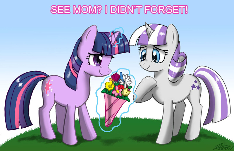 Size: 1200x774 | Tagged: safe, artist:johnjoseco, derpibooru import, twilight sparkle, twilight velvet, pony, unicorn, female, flower, mare, mother and daughter, mother's day, photoshop, unicorn twilight