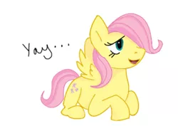 Size: 800x567 | Tagged: safe, artist:cartoonlion, derpibooru import, fluttershy, pegasus, pony, prone, simple background, solo, teenager, white background, yay