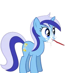 Size: 575x632 | Tagged: artist needed, source needed, safe, derpibooru import, edit, minuette, pony, unicorn, brush, female, mare, messy, paint.net, simple background, solo, toothbrush, toothpaste, transparent background