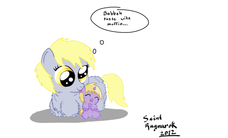 Size: 900x546 | Tagged: dead source, safe, artist:awildfantasy, derpibooru import, derpy hooves, dinky hooves, fluffy pony, pegasus, pony, unicorn, baby, cute, daaaaaaaaaaaw, female, filly, fluffyderpy, fluffydinky, hugbox, image, licking, love, mare, png, prone