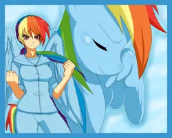 Size: 1800x1440 | Tagged: safe, artist:ninja-8004, derpibooru import, rainbow dash, human, pegasus, pony, female, human ponidox, humanized, mare, tailed humanization, winged humanization