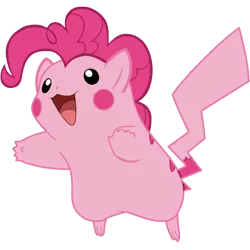 Size: 800x800 | Tagged: artist needed, derpibooru import, female, pikachu, pinkachu, pinkie pie, pokefied, pokémon, safe, simple background, solo, transparent background