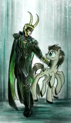 Size: 929x1600 | Tagged: safe, artist:foxinshadow, derpibooru import, ponified, human, pony, duo, loki, male, mother and son, ponified horse, sleipnir