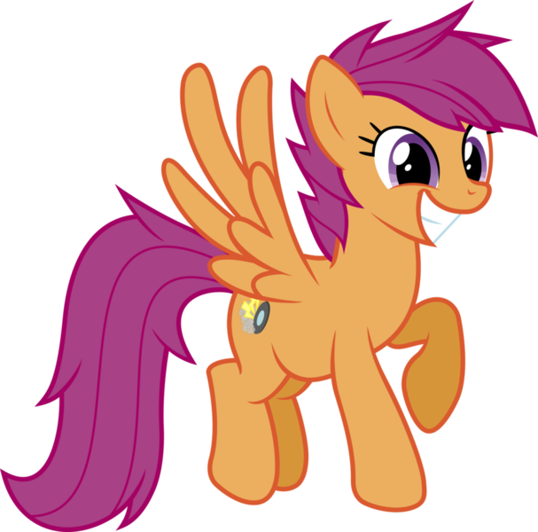 Size: 900x889 | Tagged: dead source, safe, artist:kraysee, derpibooru import, scootaloo, pegasus, pony, adult, female, flying, grin, happy, mare, older, older scootaloo, raised hoof, simple background, solo, spread wings, transparent background, vector