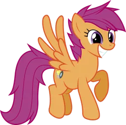 Size: 900x889 | Tagged: dead source, safe, artist:kraysee, derpibooru import, scootaloo, pegasus, pony, adult, female, flying, grin, happy, mare, older, older scootaloo, raised hoof, simple background, solo, spread wings, transparent background, vector