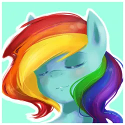 Size: 1000x1000 | Tagged: safe, artist:derpiihooves, derpibooru import, rainbow dash, pegasus, pony, eyes closed, female, mare, simple background, solo