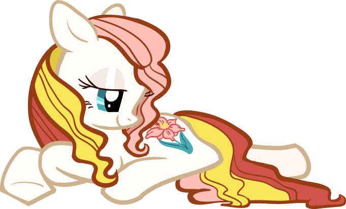 Size: 681x412 | Tagged: safe, artist:needsmoarg4, derpibooru import, earth pony, pony, august gladiolus, female, g3, g3 to g4, generation leap, looking back, mare, prone, solo