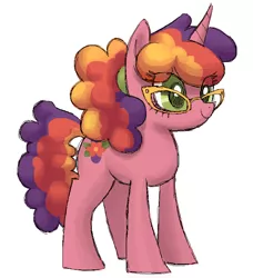 Size: 692x760 | Tagged: safe, artist:needsmoarg4, derpibooru import, beachberry, pony, unicorn, colored pupils, female, g3, g3 to g4, generation leap, glasses, mare, simple background, solo, white background