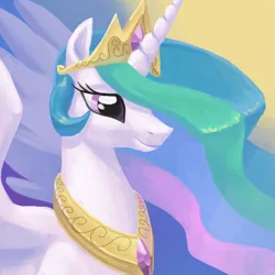 Size: 900x900 | Tagged: safe, artist:needsmoarg4, derpibooru import, princess celestia, alicorn, pony, bust, female, g4, mare, portrait, smiling, solo