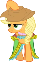 Size: 3764x5852 | Tagged: safe, artist:mysteriouskaos, derpibooru import, applejack, earth pony, pony, bridesmaid dress, clothes, dress, female, hat, mare, simple background, smiling, smirk, solo, transparent background, vector