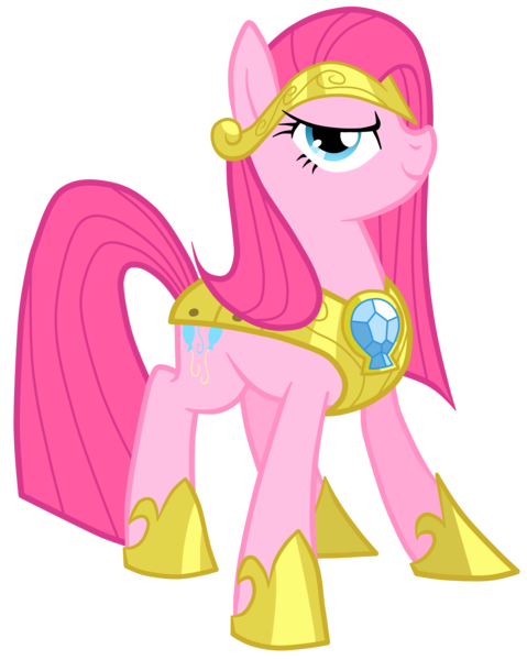 Size: 3995x5000 | Tagged: safe, artist:equestria-prevails, artist:jennieoo, derpibooru import, pinkie pie, earth pony, pony, alternate hairstyle, armor, element of laughter, female, headband, looking at you, mare, simple background, smiling, solo, transparent background, vector